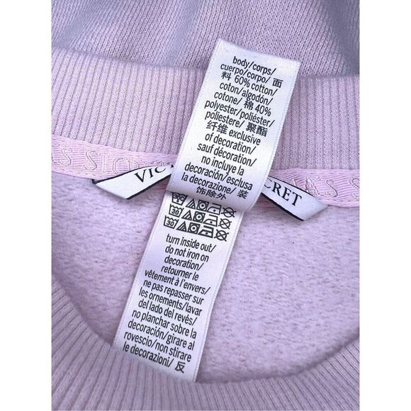 Victoria’s Secret Women’s Large 2025 Love Club Crop Fleece Sweater Pink Oversize - Picture 7 of 7